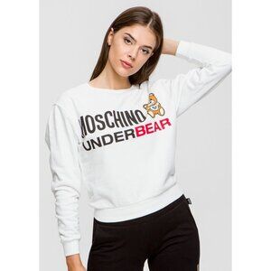 Moschino Women’s Under Bear Logo Embroidered Sweatshirt White S
